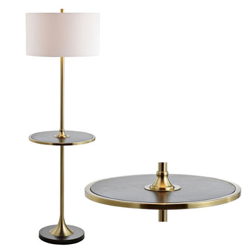 Luce 59" Metal/Wood LED Floor Lamp with Table - JONATHAN Y